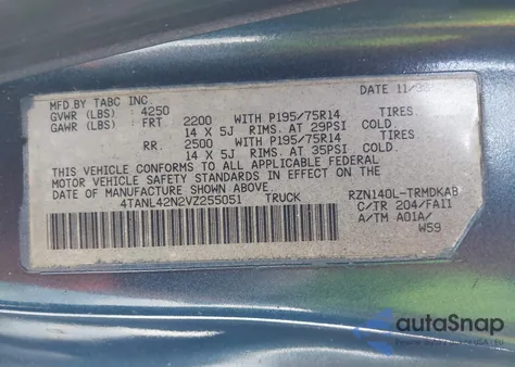 1997 Toyota Tacoma from USA, damaged, VIN 4TANL42N2VZ255051